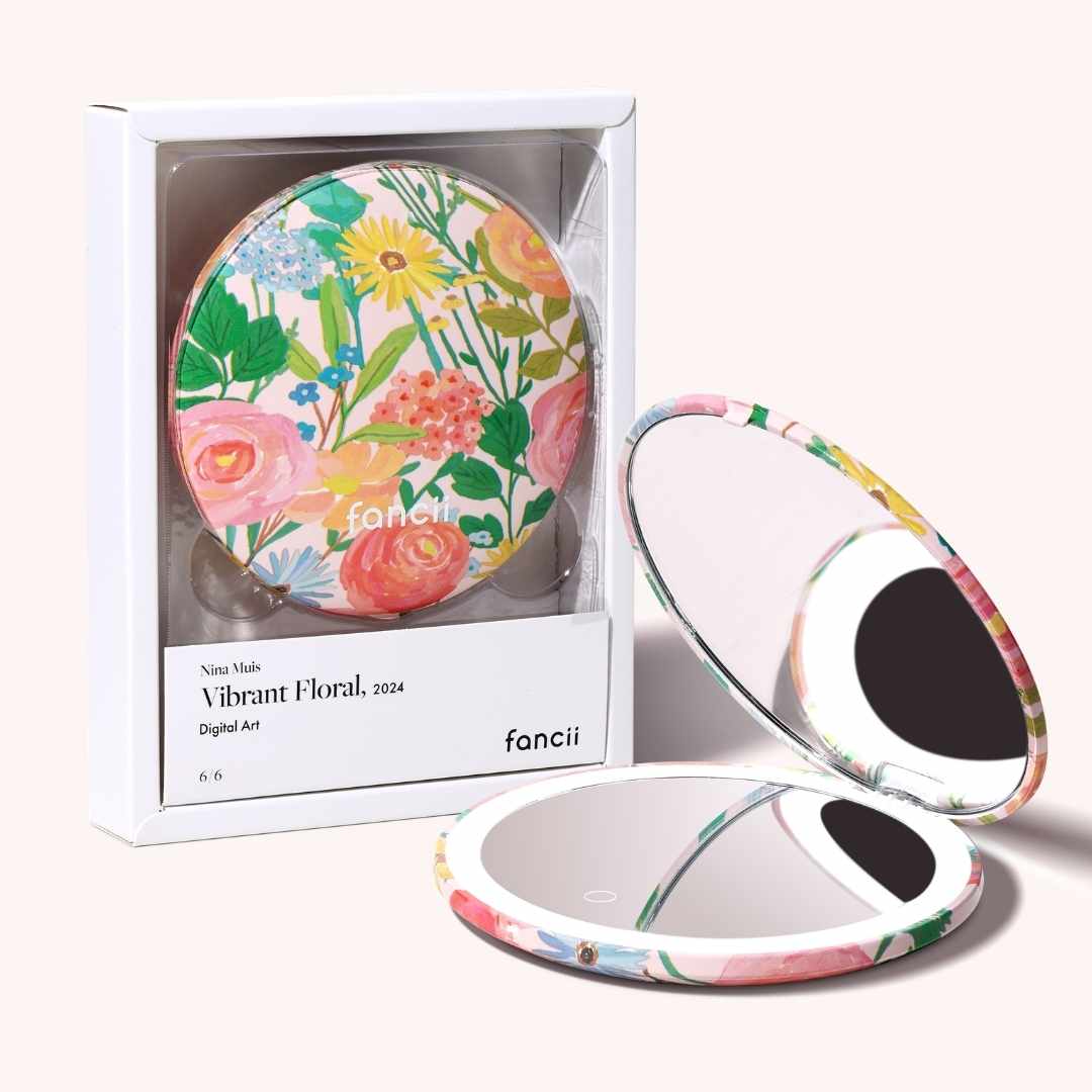 Mini Taylor LED Compact Mirror | Vibrant Florals - Image 3