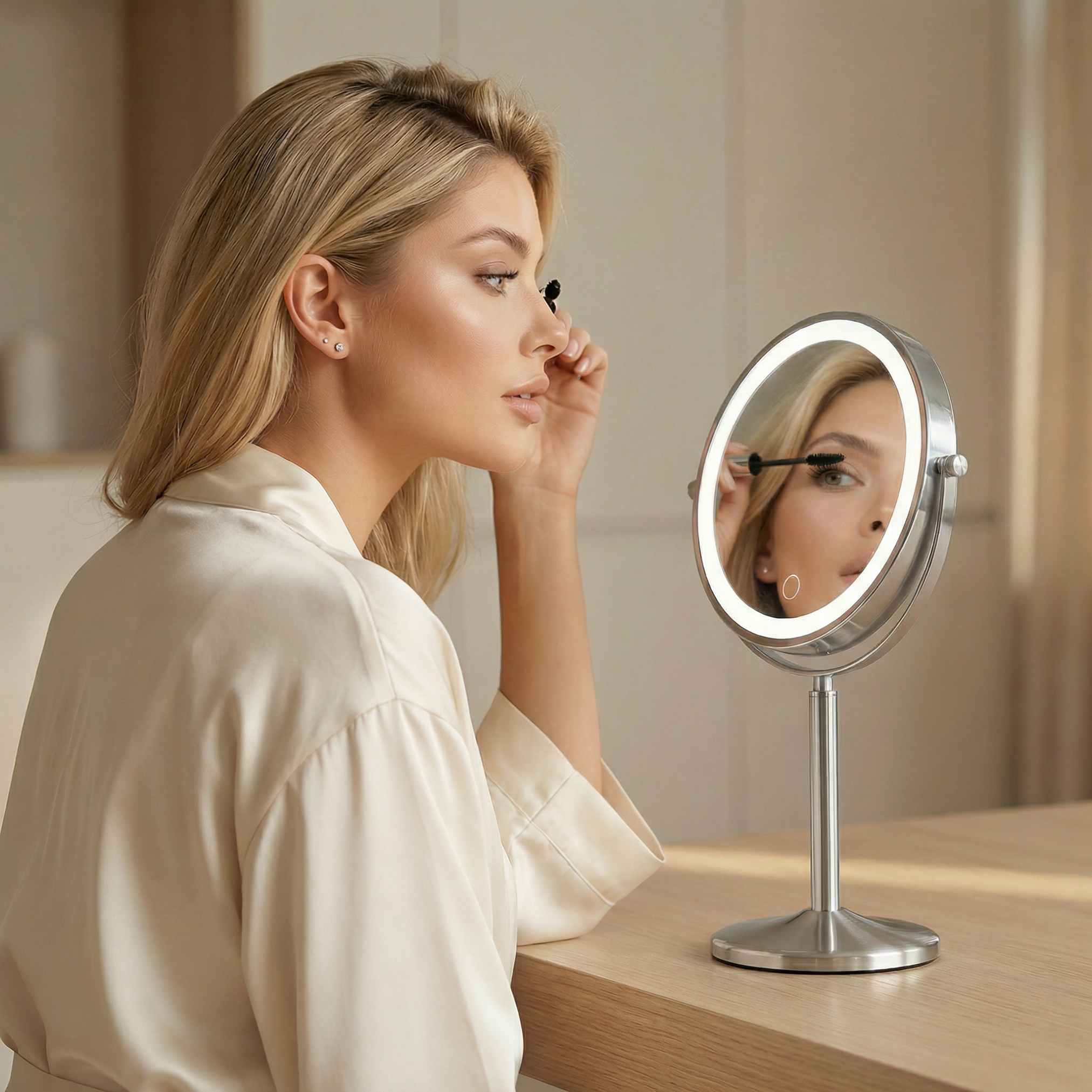 Hailey Double Sided Makeup Mirror with Lights - Image 8