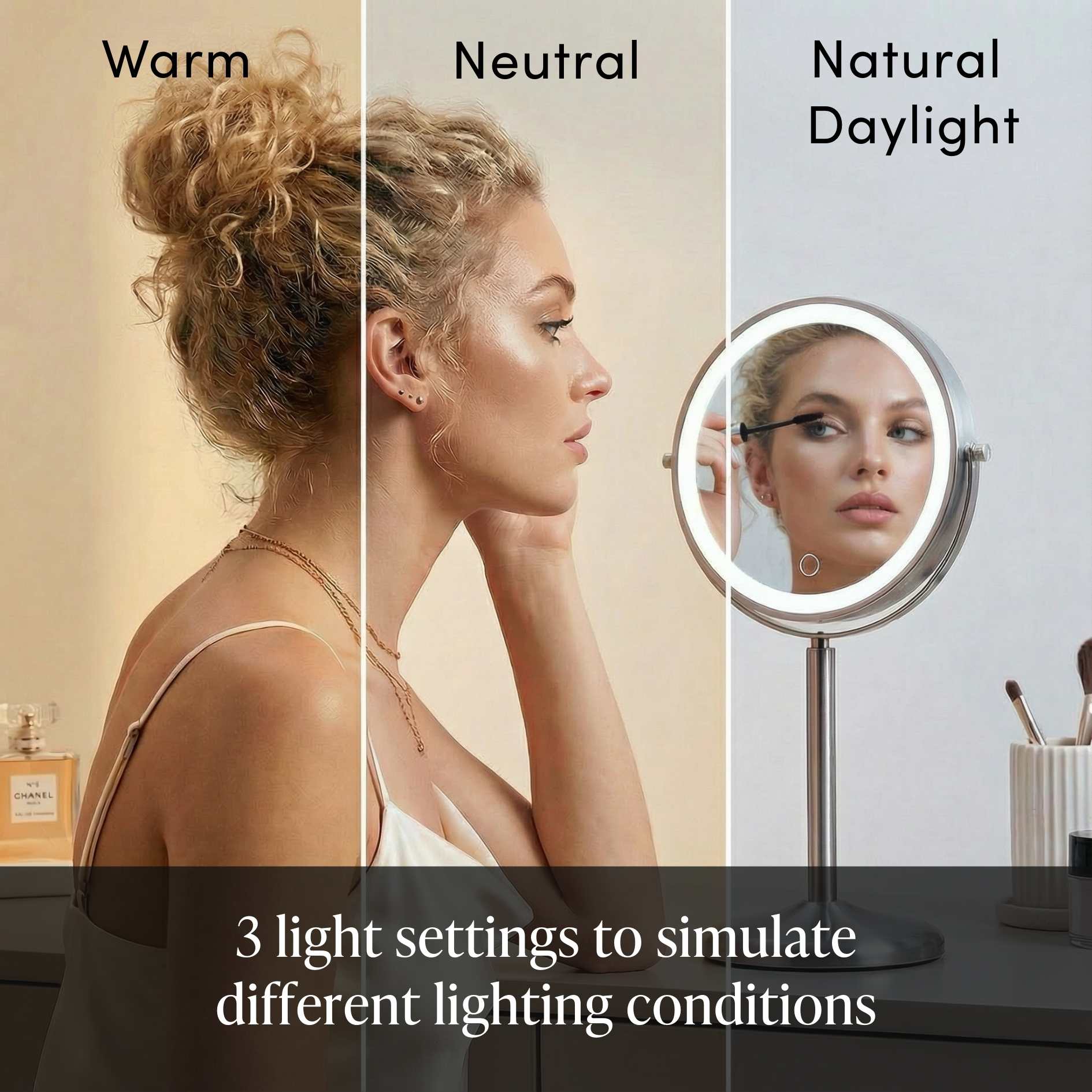 Hailey Double Sided Makeup Mirror with Lights - Image 7