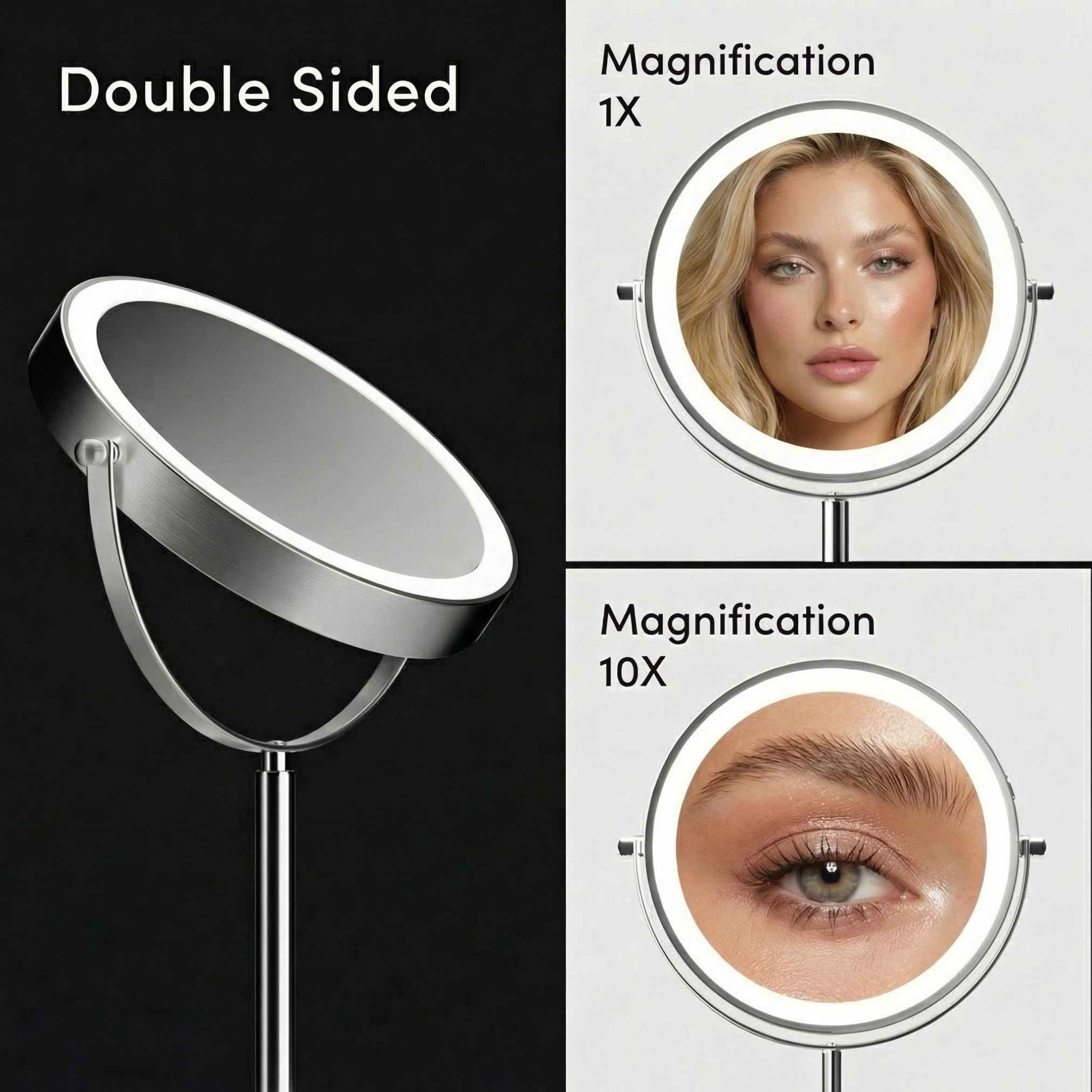 Hailey Double Sided Makeup Mirror with Lights - Image 6
