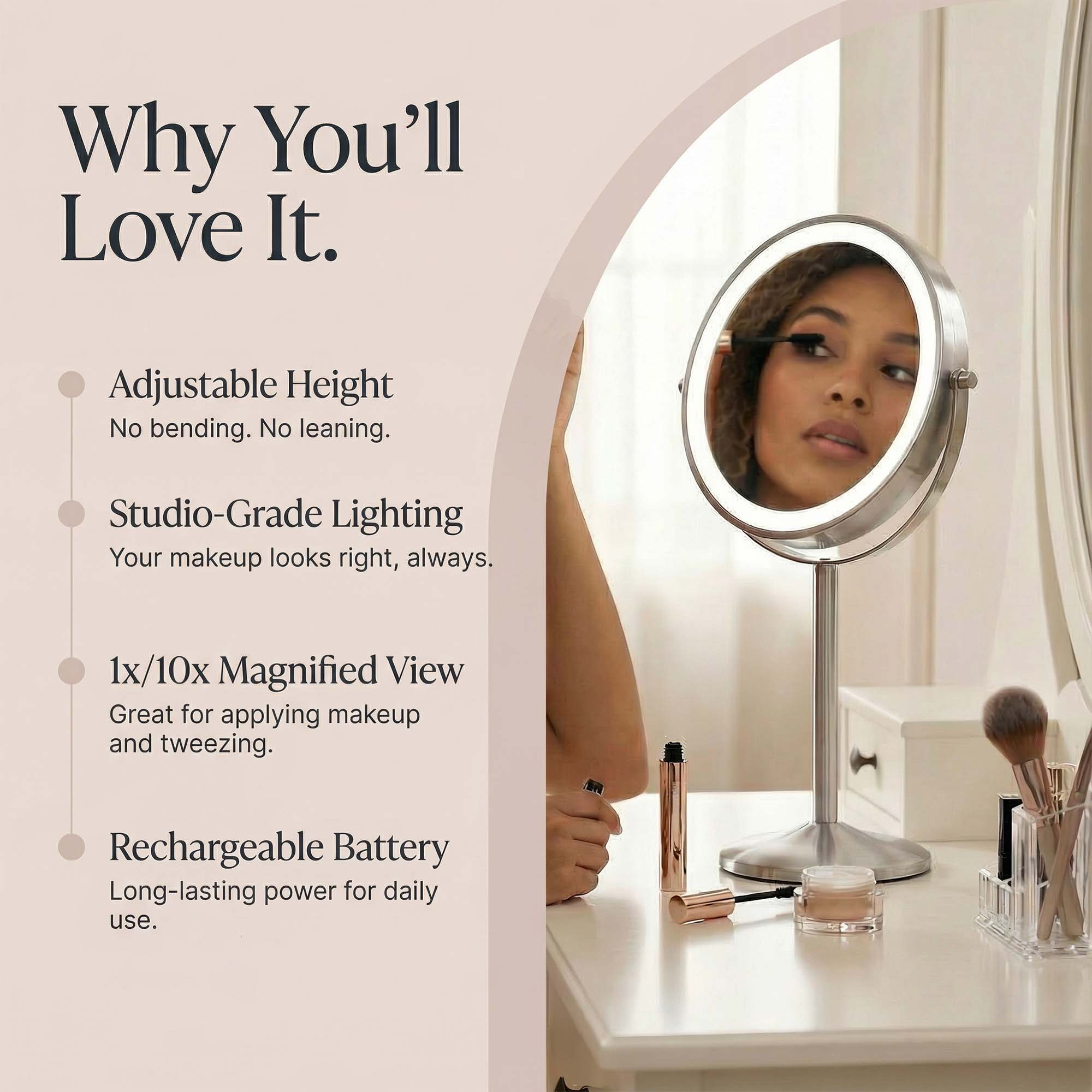 Hailey Double Sided Makeup Mirror with Lights - Image 4