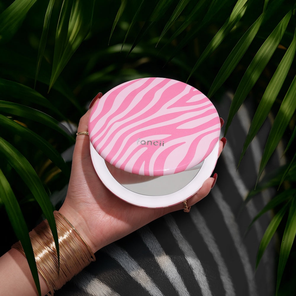 Taylor LED Compact Mirror | Blush Zebra - Image 2