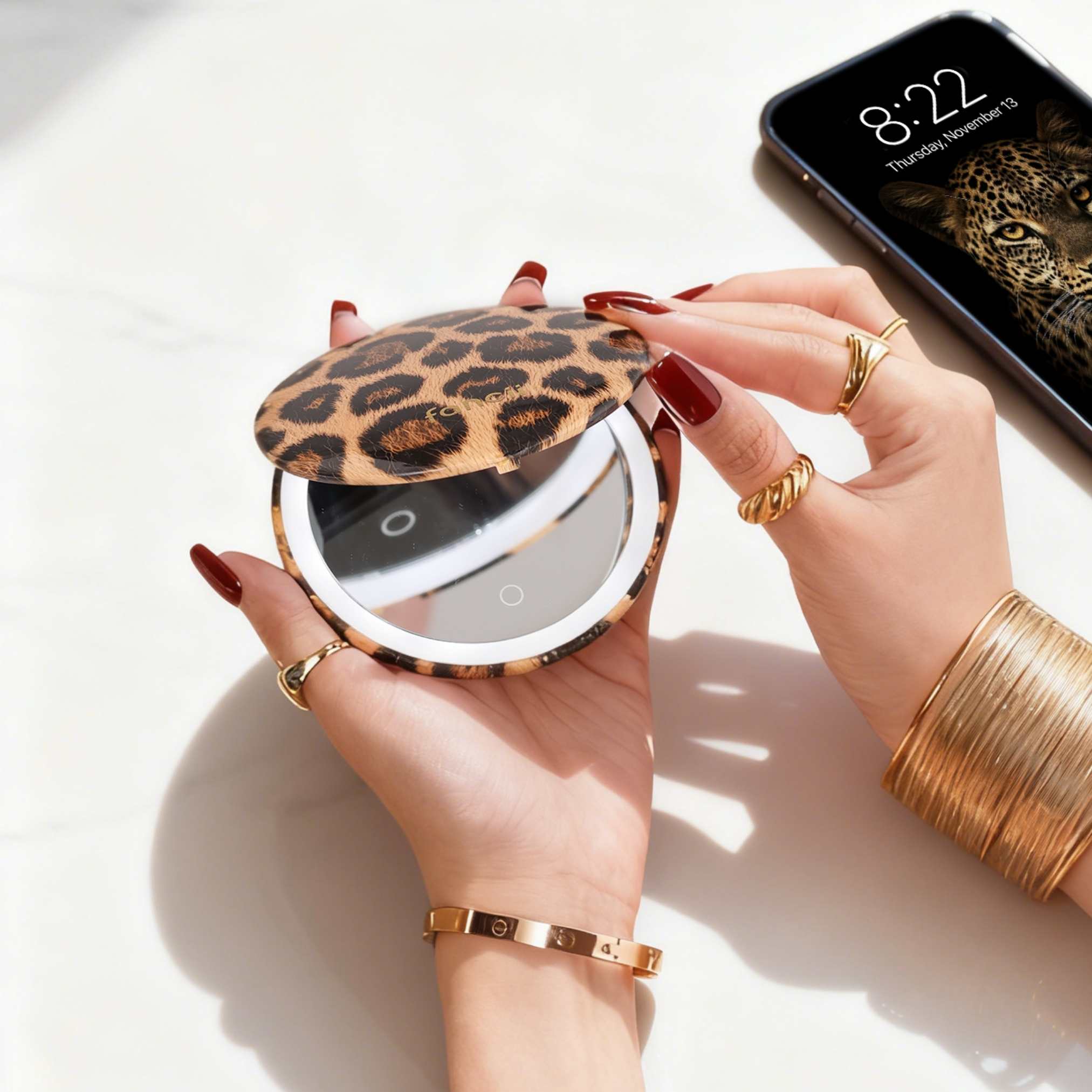 Mini Taylor LED Compact Mirror | Cheetah Chic - Image 10