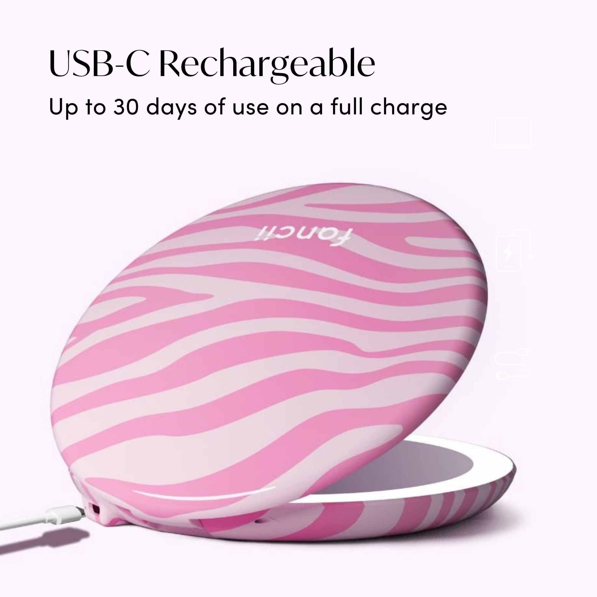 Taylor LED Compact Mirror | Blush Zebra - Image 5