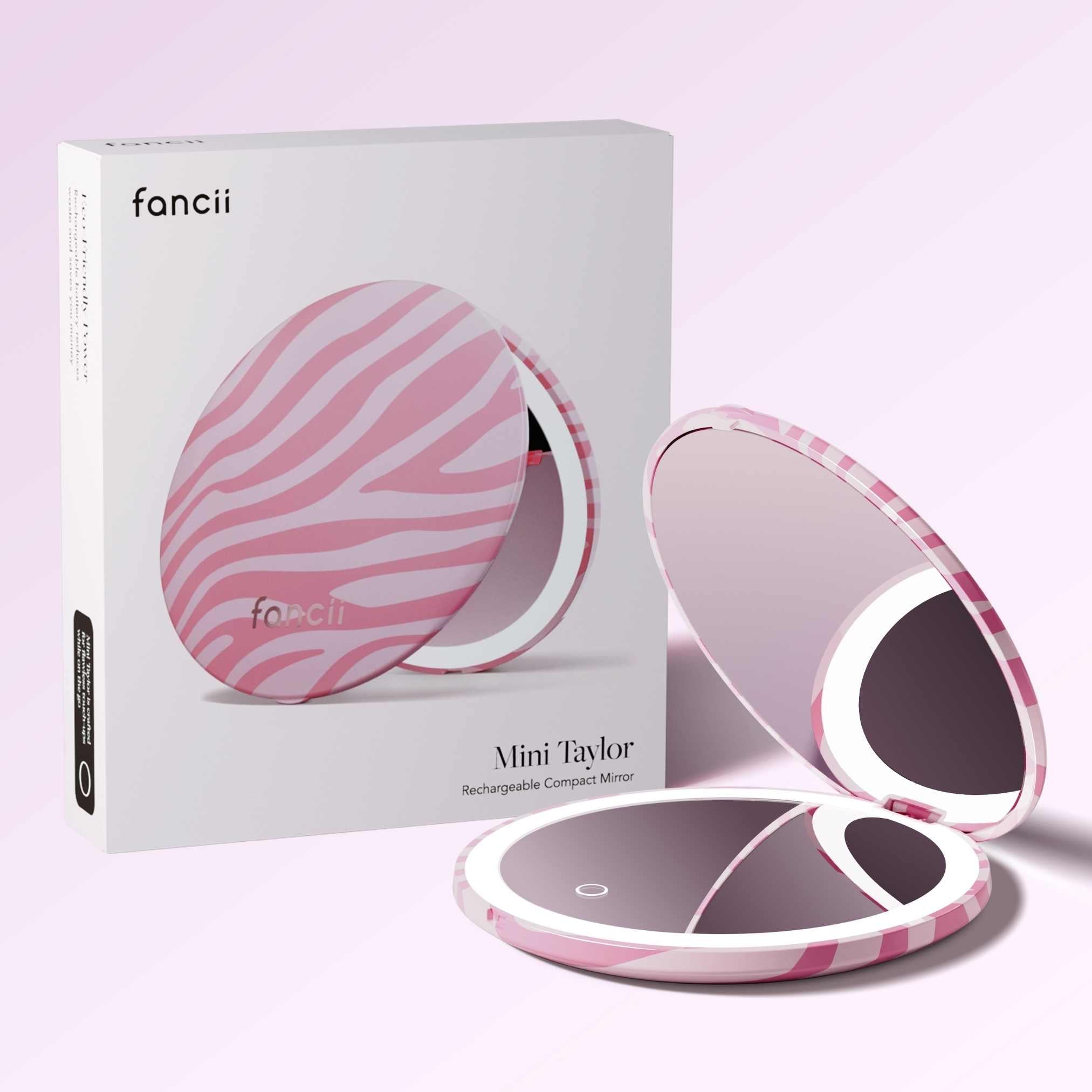 Mini Taylor LED Compact Mirror | Blush Zebra - Image 7