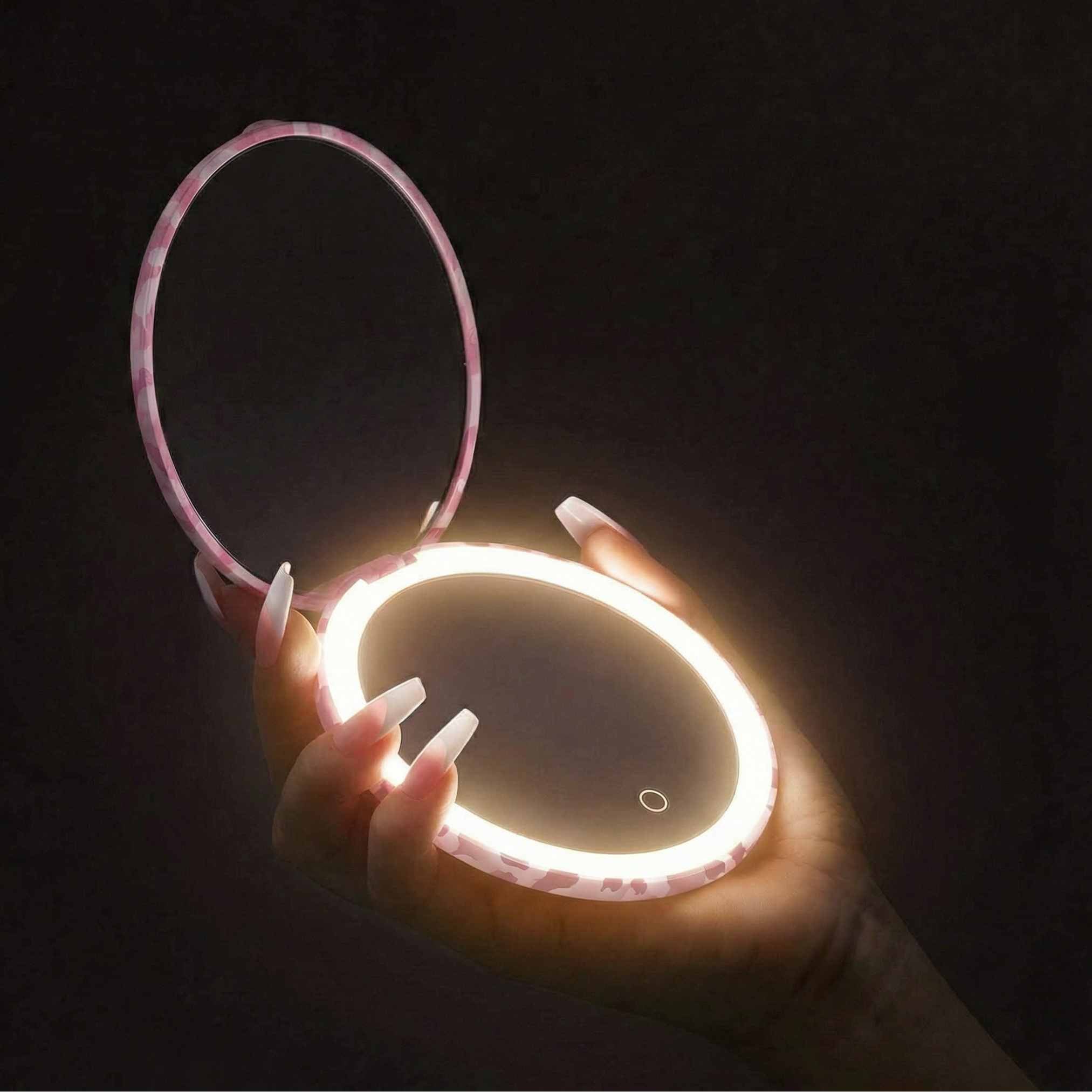 Mini Taylor LED Compact Mirror | Blush Zebra - Image 4