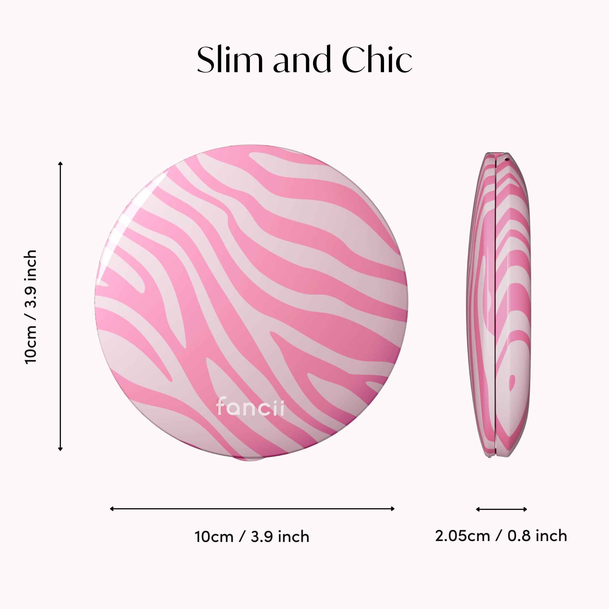 Mini Taylor LED Compact Mirror | Blush Zebra - Image 8