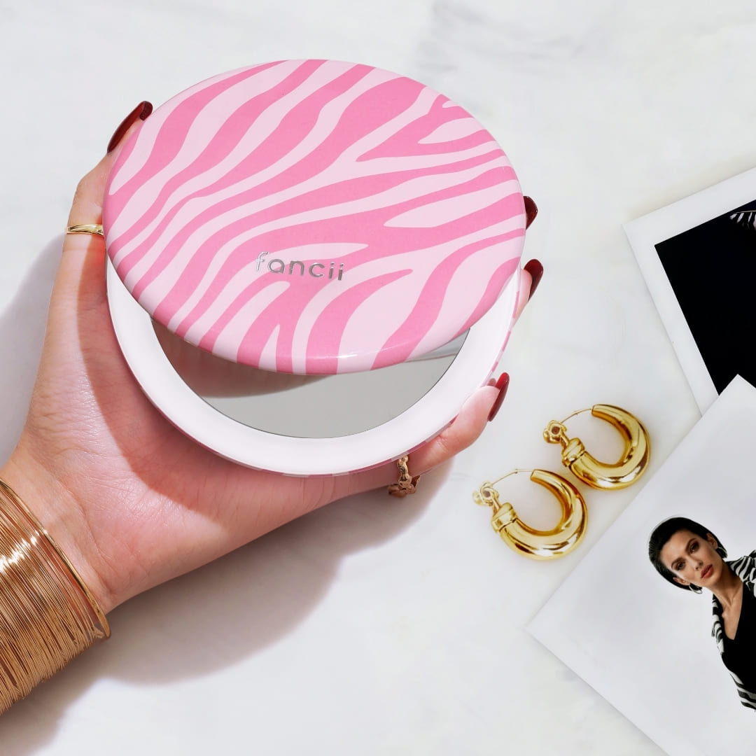 Taylor LED Compact Mirror | Blush Zebra - Image 7